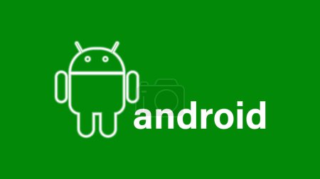 Téléchargez les photos : Lumineux appareil système Android logo conception illustration fond. - en image libre de droit