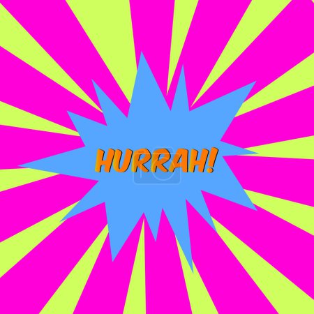 Photo for HURRAY! comic bubble text Pop art style Radial lines background Explosion illustration - Royalty Free Image