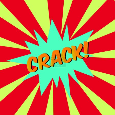 Photo for Crack! comic bubble text Pop art style Radial lines background Explosion illustration - Royalty Free Image