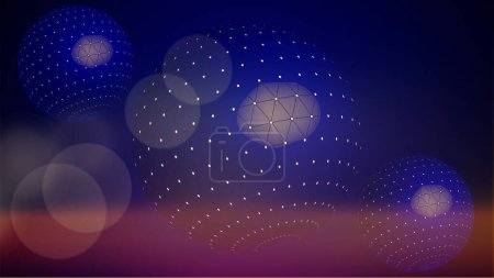 Photo for Digital technology blue sphere with connecting dots pattern network structure illustration background. - Royalty Free Image