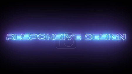 Abstract blue color neon glowing Responsive design icon isolated on black background.