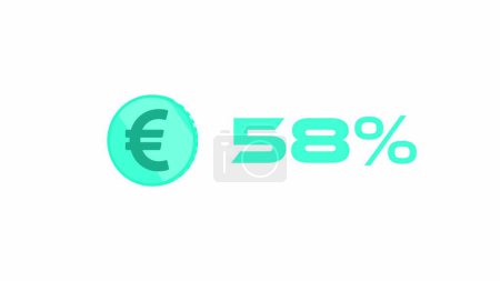 Euro coin icon against white background with percentage.