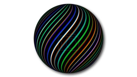 Abstract colorful sphere isolate on white. Stripy color abstract sphere in white.