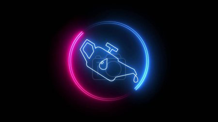 Oil or biofuel, explosive chemicals, dangerous substances. glowing neon line Canister for flammable liquids icon isolated on black background. illustration background.