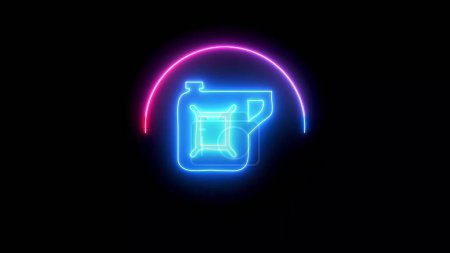 Oil or biofuel, explosive chemicals, dangerous substances. glowing neon line Canister for flammable liquids icon isolated on black background. illustration background.
