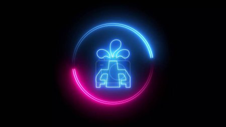 Oil rig icon with glowing neon line isolated on black background. Gas tower. abstract illustration background.