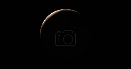 Photo for Fictional Planet sun rise in dark background with stars. front view of Haumea planet from space. full 3d view of Haumea 4k resolution. - Royalty Free Image