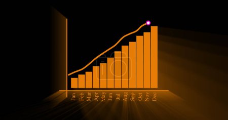 Yearly business graph growth. Business graph showing growing line or arrow. 3d business success presentation.