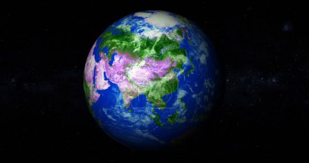 La Tierra Realista representación 3D ilustración del planeta Asia y vector plano ilustración de la Tierra.Planeta Tierra en los rayos solares.