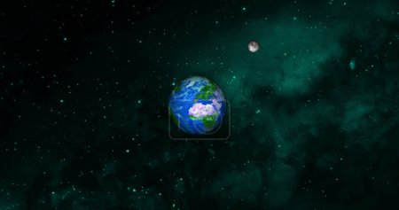 Foto de Flat vector illustration of Earth.Earth planet in sun rays. Elements of this image are furnished by NASA - Imagen libre de derechos