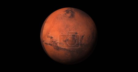 Téléchargez les photos : Planet mars sun rise isolate on dark. front view of Mars planet from 3d space. full 3d view of Mars 4k resolution. - en image libre de droit