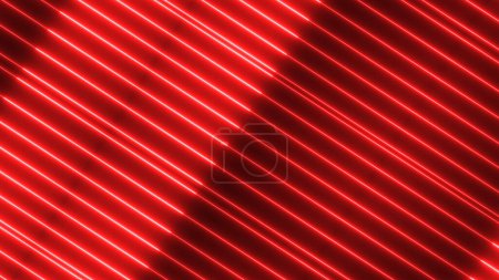 Red color glowing neon light geometric abstract background.