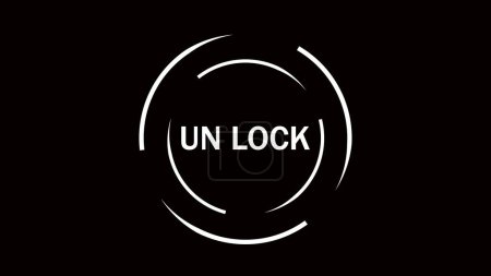 A minimalist black and white graphic featuring the word 'UN LOCK' inside a circular design.