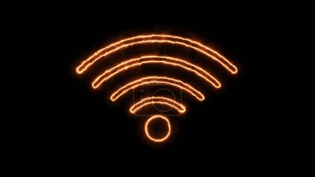 Neon sign of a Wi-Fi symbol on a dark background