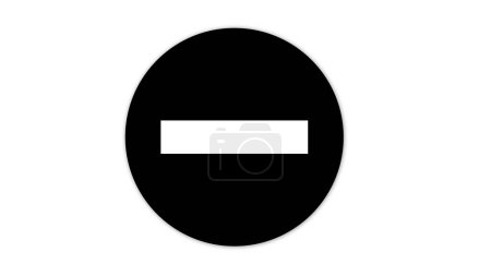 A black circle with a white horizontal rectangle in the center, resembling a minus sign or a no entry symbol.