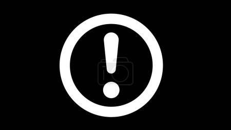 Un point d'exclamation blanc à l'intérieur d'un cercle blanc sur fond noir, symbolisant une alerte ou un avertissement.