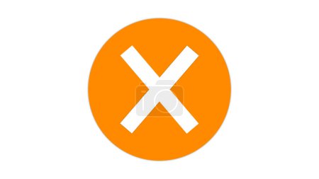 An orange circle with a white 'X' in the center, symbolizing a close or cancel button.