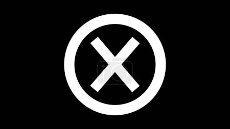 A white 'X' symbol inside a white circle on a black background.