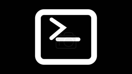 Une icône d'interface en ligne de commande blanche sur fond noir. L'icône comporte une flèche orientée vers la droite et une ligne horizontale, représentant une invite de commande.