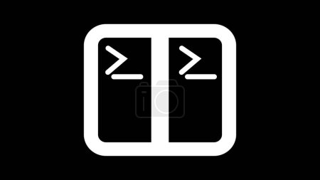 Un icono en blanco y negro con dos símbolos iguales o superiores a los símbolos uno frente al otro, separados por una línea vertical.