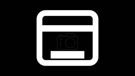 A minimalist white icon on a black background, featuring a square with a horizontal line near the bottom and a thicker horizontal bar near the top.