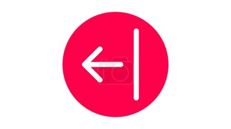 Un cercle rouge avec une flèche blanche à gauche et une ligne verticale sur fond blanc.