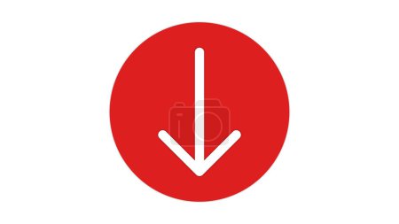 A red circle with a white downward arrow in the center, symbolizing download or downward direction.