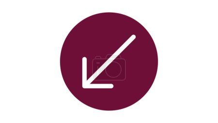 A white arrow pointing diagonally downwards to the left inside a maroon circle on a white background.