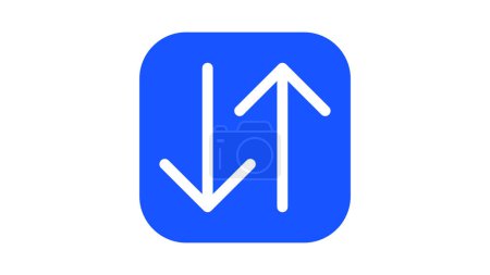 Une icône carrée bleue avec deux flèches blanches, l'une pointant vers le haut et l'autre vers le bas, représentant le transfert ou la synchronisation de données.