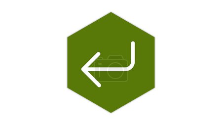 Un hexagone vert avec une flèche incurvée blanche pointant vers la gauche, ressemblant à un symbole de retour ou d'annulation.