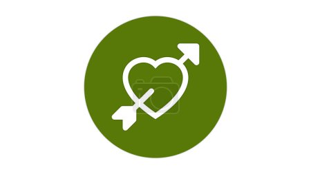 Un c?ur blanc avec une flèche à travers elle à l'intérieur d'un cercle vert, symbolisant l'amour et la romance.