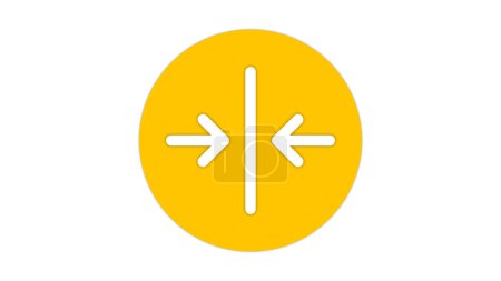 Un cercle jaune avec deux flèches blanches pointant vers le centre de côtés opposés.