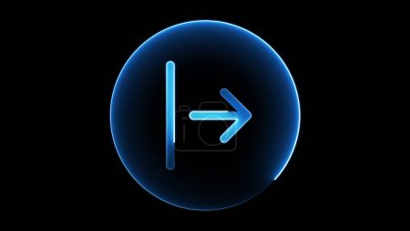 A glowing blue neon arrow pointing to the right inside a circular shape on a black background.