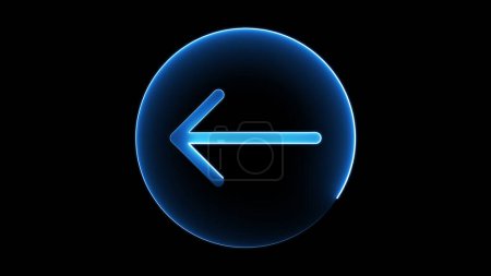 A glowing blue arrow pointing left inside a circular border on a black background.