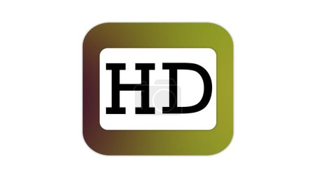 Ein rechteckiges Symbol mit abgerundeten Ecken mit den Buchstaben "HD" in fetter schwarzer Schrift auf weißem Hintergrund. Das Symbol hat einen Gradientenrand, der von grün nach braun übergeht.