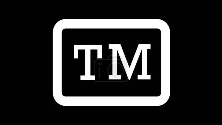 Un symbole de marque blanche (TM) à l'intérieur d'un rectangle arrondi sur fond noir.