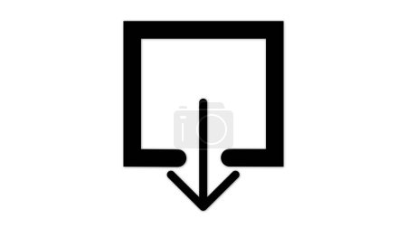 Photo for A black and white icon of a downward arrow entering a square from the top, symbolizing download or import. - Royalty Free Image