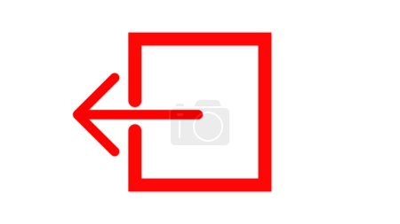 Roter Ausstiegspfeil auf weißem Hintergrund, der eine Richtung anzeigt, die verlassen oder verlassen werden soll.
