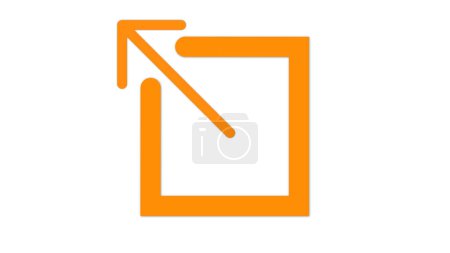 Ein orangefarbenes Quadrat mit abgerundeten Ecken und einem Pfeil, der von der linken oberen Ecke auf weißem Hintergrund nach außen zeigt.