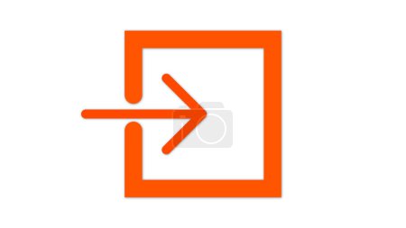 Una flecha naranja apuntando a la derecha, introduciendo un contorno cuadrado sobre un fondo blanco.