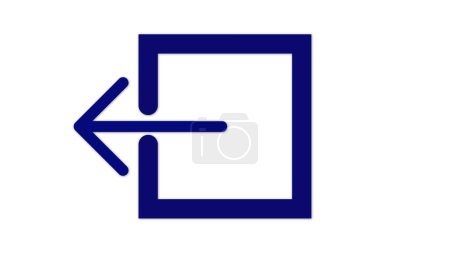 Photo for A blue arrow pointing left entering a blue square on a white background. - Royalty Free Image