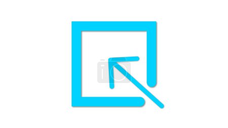 Photo for A blue arrow pointing to the upper left corner inside a blue square with rounded edges on a white background. - Royalty Free Image