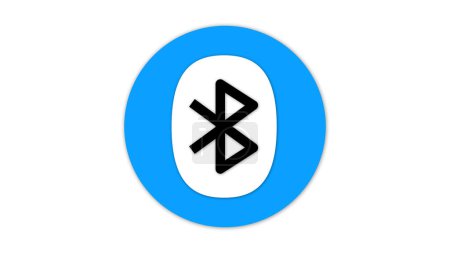 A Bluetooth symbol inside a blue circle on a white background.