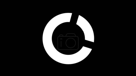 Logotipo minimalista en blanco y negro con forma circular y rotura en la parte superior derecha.