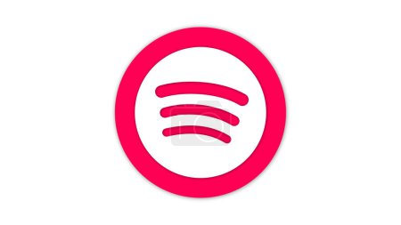 A red and white circular logo with three curved lines in the center, resembling a stylized sound wave or signal icon.