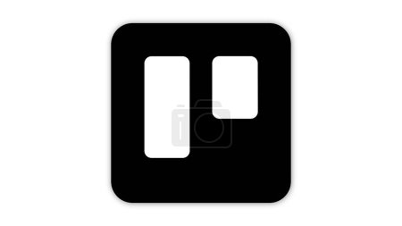 Un icono cuadrado negro con dos rectángulos blancos, uno más grande y otro más pequeño, que representa un diseño minimalista.