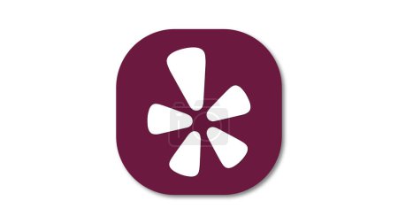 A maroon square icon with rounded corners featuring a white stylized flower with five petals.