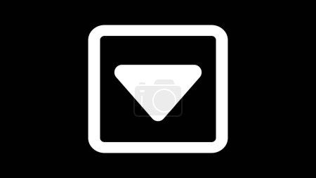 A white, downward-pointing triangle with rounded corners animated on a black background.