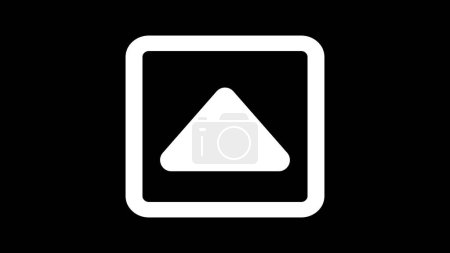 Photo for A white upward-pointing triangle inside a white square border on a black background. - Royalty Free Image
