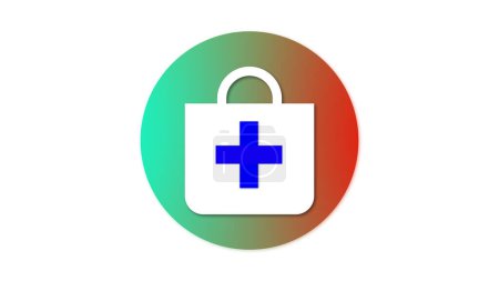 Medizinische Tasche Symbol animiert auf weißem Hintergrund.